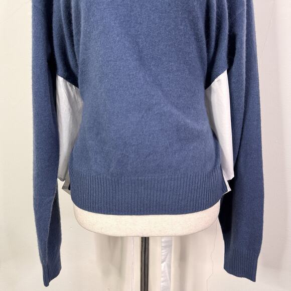 NAADAM French Navy Cashmere Tie Back Sweater Size M NWT Classic Asymmetrical - Picture 3 of 10